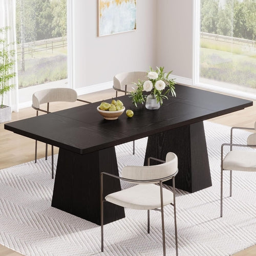63-Inch Black Dining Table For 4 To 6 Guests For Kitchen And Dining