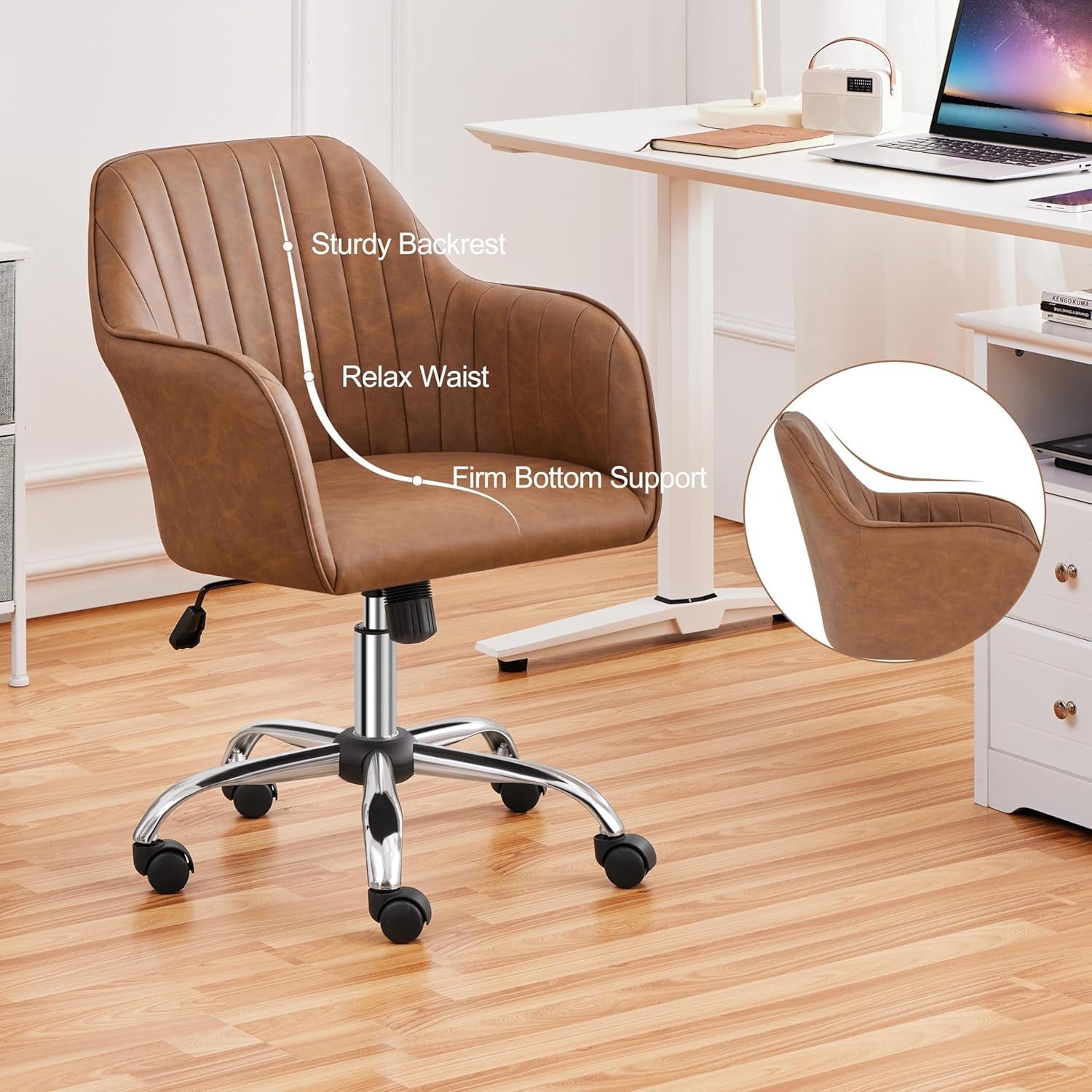 Brown Ergonomic Chair With Adjustable Height