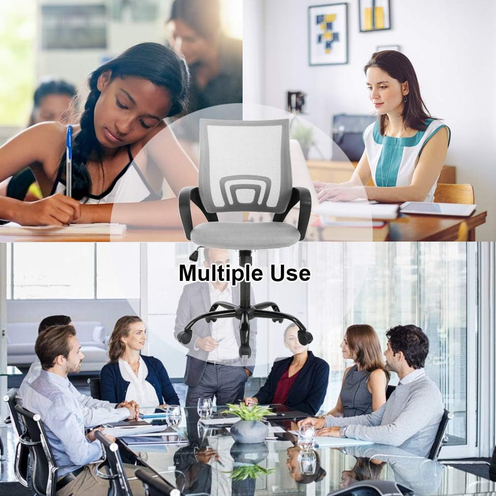 Ergonomic Grey Office Chair With Lumbar Support