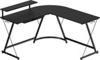 Vista L Shaped Desk With Removable Monitor Shelf In Black