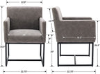 Set Of 4 Grey Upholstered Armchairs With Linen Fabric