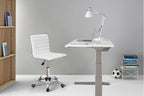 White PU Leather Vanity Chair — Mid Back Swivel Office Chair