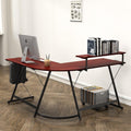 Vista L-Shaped Desk — Cherry With Adjustable Monitor Stand