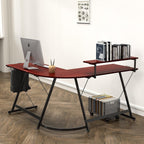 Vista L Shape Desk With Adjustable Monitor Stand Cherry
