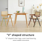 Walnut Rattan Dining Chairs Set Of 2 Ergonomic Back