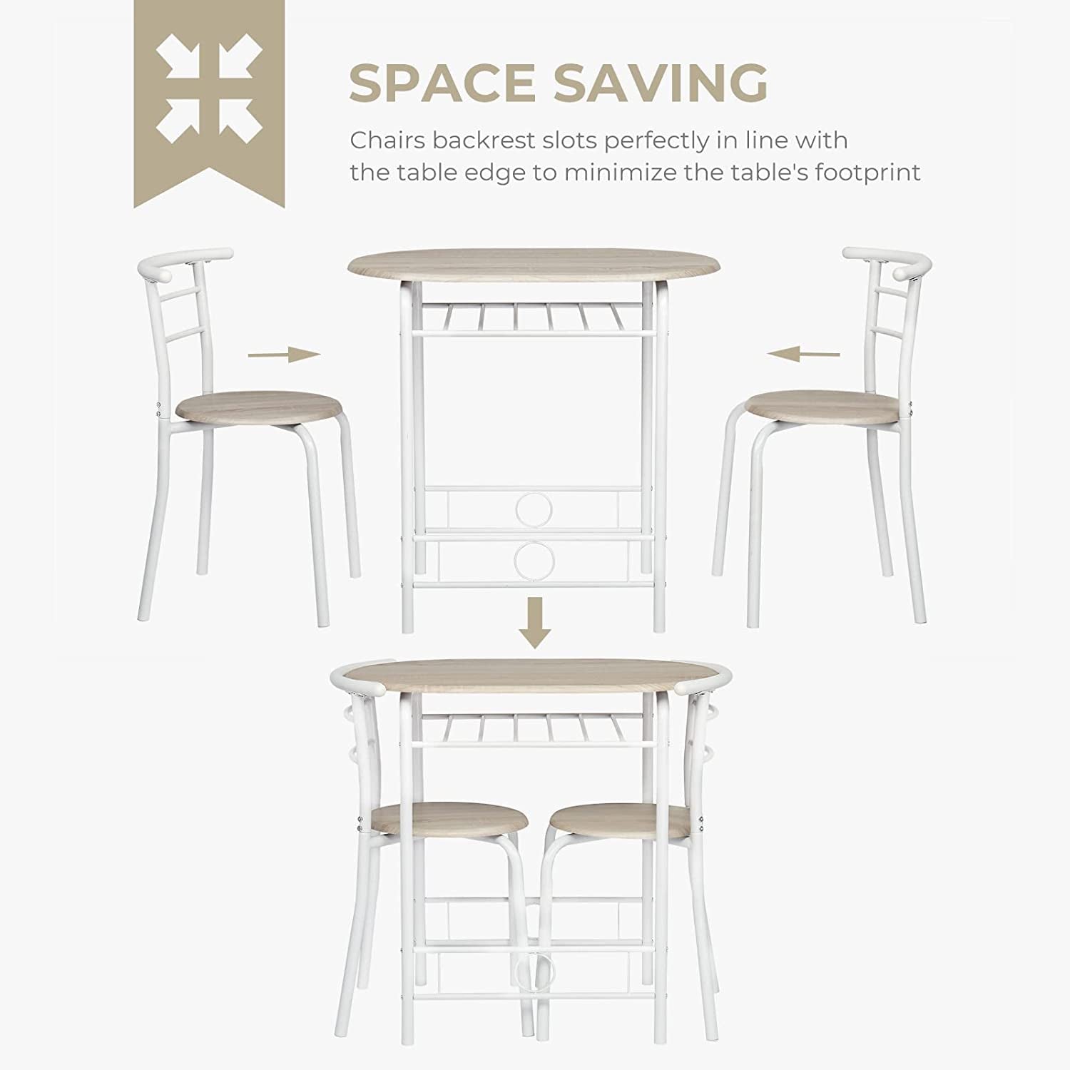 Small Minimalist Wooden Kitchen Table And Chair Set For Two