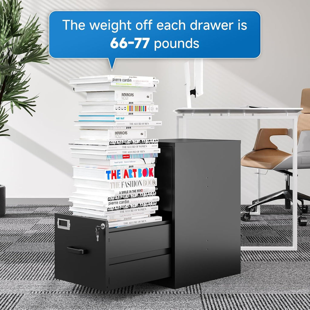 2 Drawer Locking Vertical File Cabinet For Letter Size Files Steel