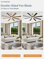 72 Inch Black And Gold Ceiling Fan With Remote Light