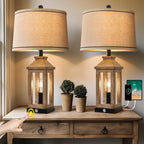 Farmhouse Touch Table Lamps Set of 2 Dimmable USB Ports