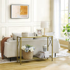 Gold And White Narrow Console Table With Shelves 41 Inch Long