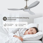 52 Inch Quiet DC Motor Ceiling Fan With LED Lights Remote Control