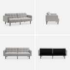 Gray Fabric Twin Futon Sofa Bed With Arms For Small Rooms