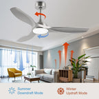 52 Inch Quiet DC Motor Ceiling Fan With LED Lights Remote Control