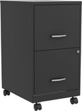 Two-Drawer Mobile File Cabinet Black With Locking Drawers 14.2 X 18 X