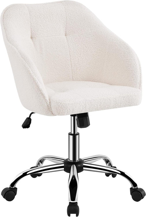 Ivory Upholstered Desk Chair With Adjustable Tilt Angle