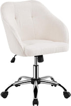 Ivory Upholstered Desk Chair With Adjustable Tilt Angle