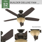 Fan Company Builder Deluxe 52 Inch Ceiling Fan With LED Light Bronze