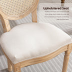 Oval Back Rattan Upholstered Dining Chairs Set Of 6 Beige With Wood