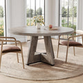 Round Grey Dining Table — 47 Inch Pedestal Base For 4 to 6
