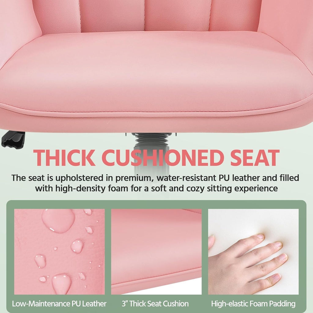 Pink Ergonomic Chair With Adjustable Height