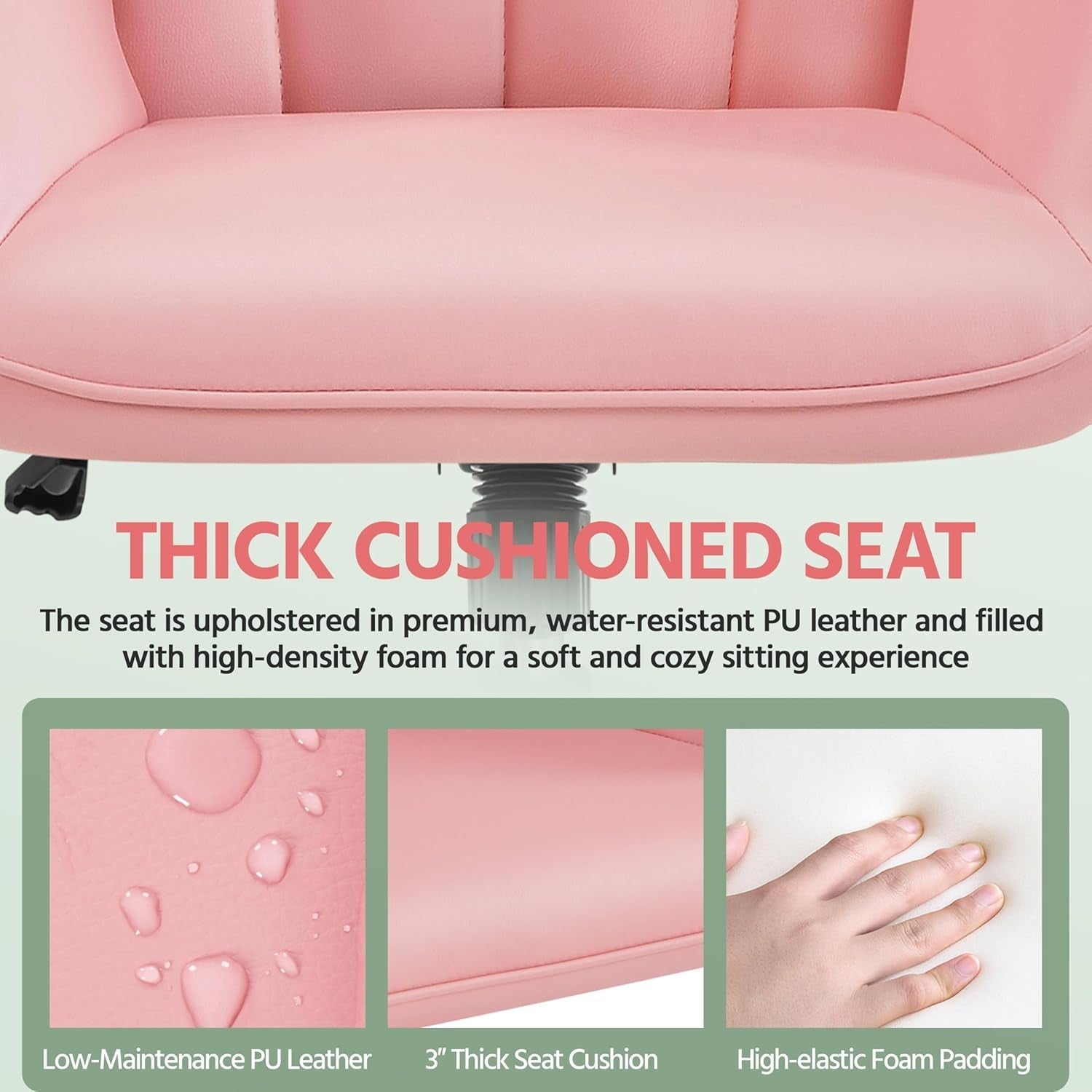 Pink Ergonomic Chair With Adjustable Height