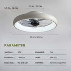 20 Inch Flush Mount Ceiling Fan With Lights Remote White Dimmable LED