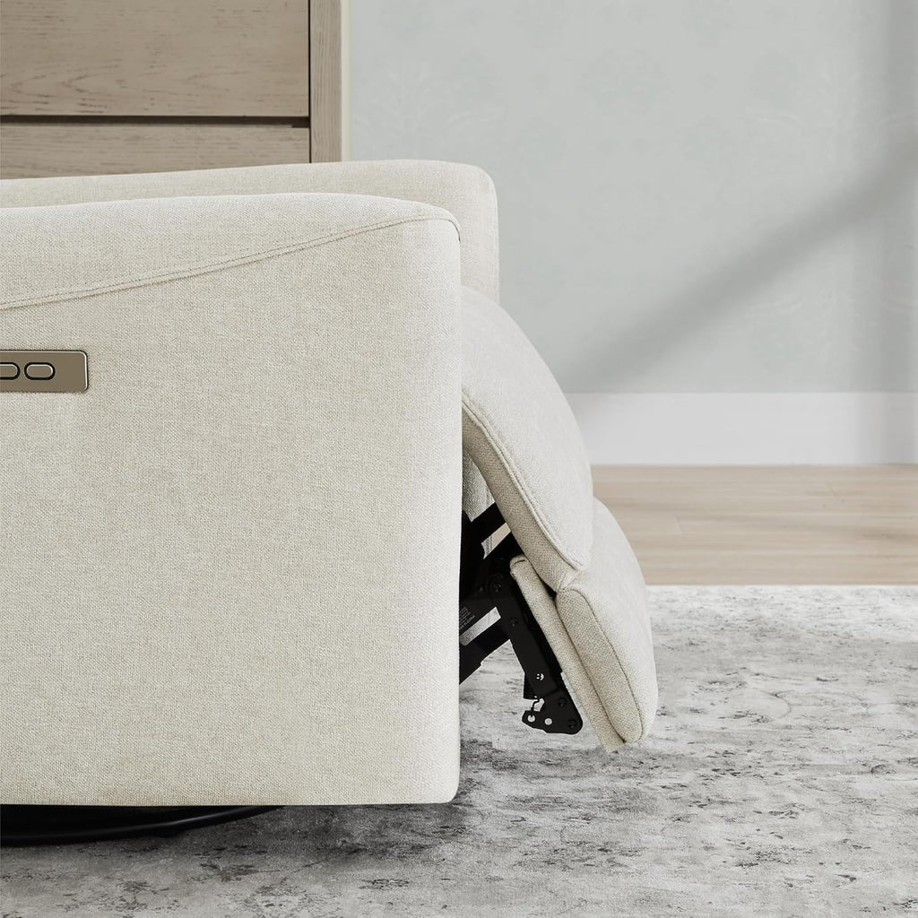 Power Recliner Chair With Linen Upholstery Lumbar Support