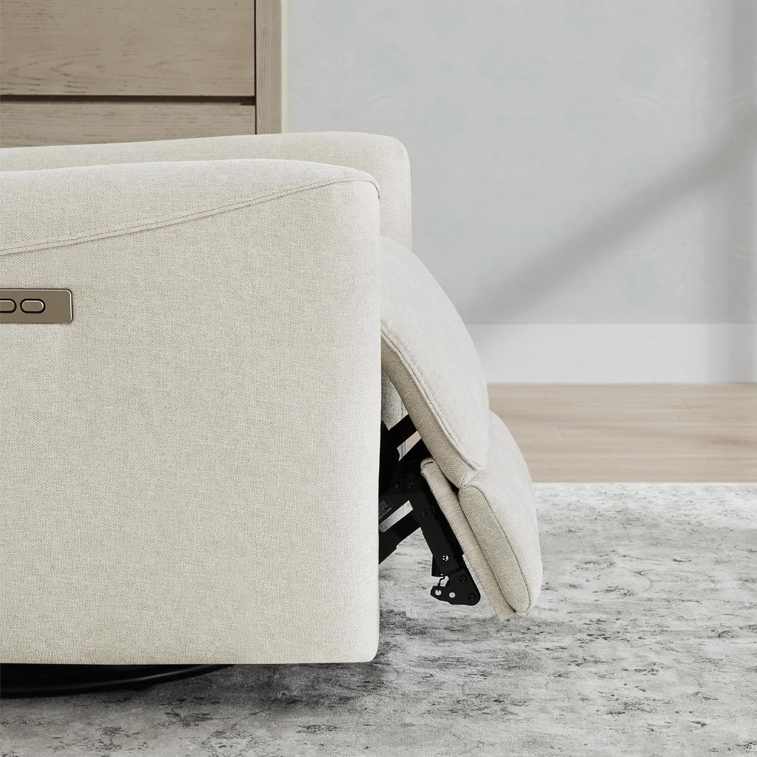 Power Recliner Chair With Linen Upholstery Lumbar Support