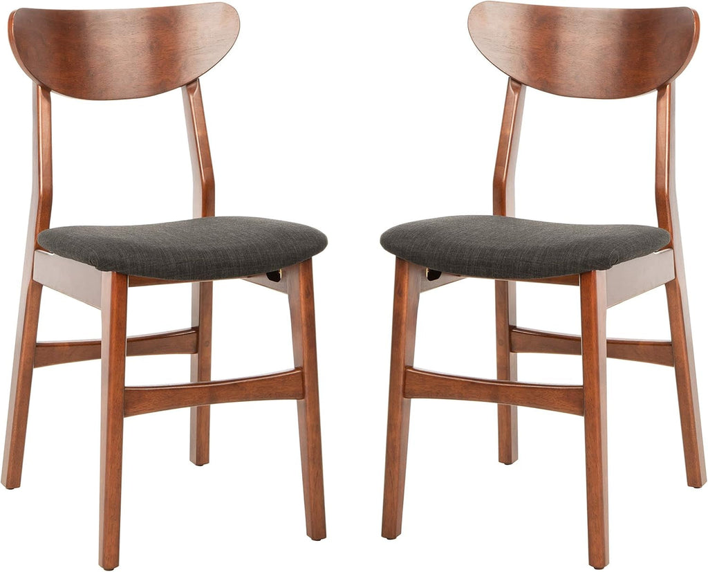 Walnut Finish Dining Chairs With Black Cushions Set Of 2