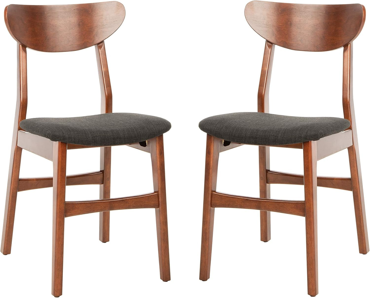 Walnut Finish Dining Chairs With Black Cushions Set Of 2