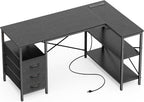 L Shaped Desk 47 Inch With Power Outlets And Ample Storage