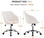 Ivory Upholstered Desk Chair With Adjustable Tilt Angle