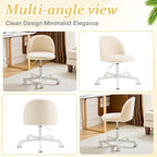 Armless Teddy Fleece Office Chair With Wheels – Creamy Beige