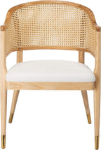 Natural Rattan Accent Chair with Brass Caps Fully Assembled