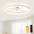 Low Profile Ceiling Fan With Lights And Remote 19.7 Inch White