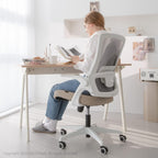 Beige Mesh Office Chair With Adjustable Height And Ergonomic Design