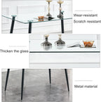 51 Inch Glass Dining Table For 4 With Tempered Glass Top