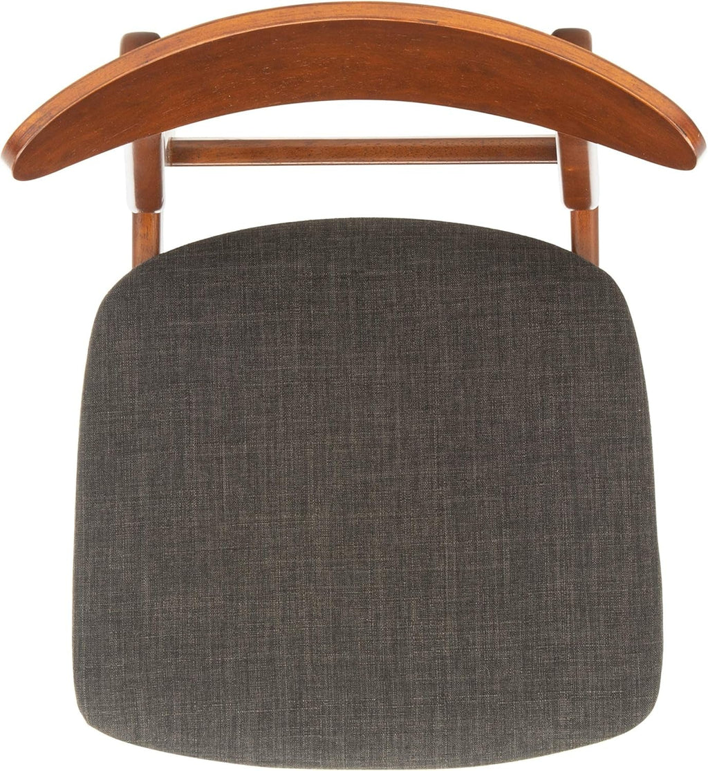 Walnut Finish Dining Chairs With Black Cushions Set Of 2