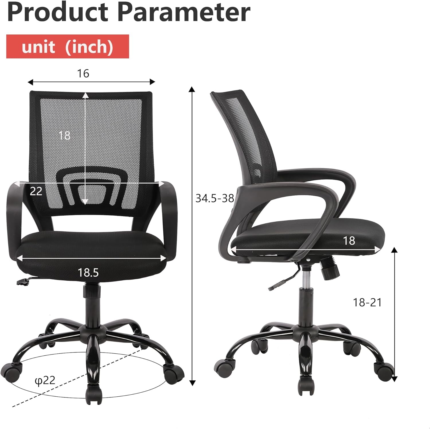 Ergonomic Black Office Chair With Lumbar Support