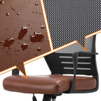 Ergonomic Brown Leather Mesh Office Chair With Lumbar Support