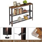 Rustic Console Table 47.25 Inch Long With Mesh Shelves
