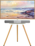 Tripod TV Stand 40-65 Inch White Swivel Wooden Tray