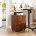 Walnut 3 Drawer File Cabinet For Home Office Under Desk With Rolling
