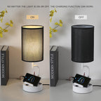 Table Lamp With 3 USB Ports And AC Outlet White Black