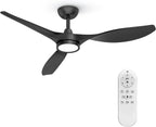 52 Inch Black Ceiling Fan With Remote And Light DC Motor