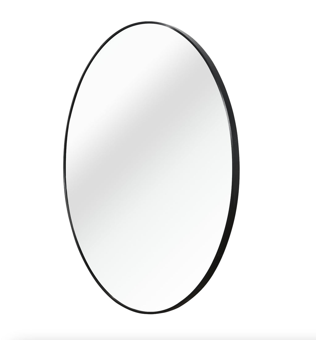 39 Inch Black Metal Framed Round Bathrrom Mirror for Wall