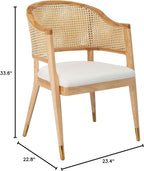 Natural Rattan Accent Chair with Brass Caps Fully Assembled