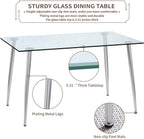 Glass Dining Table For 4 51 Inch Clear Top For Home