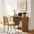 Adjustable Rattan Desk With Hidden Storage And Shelves