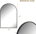 Arched Full Length Wall Mirror 24x36 Matte Black Frame